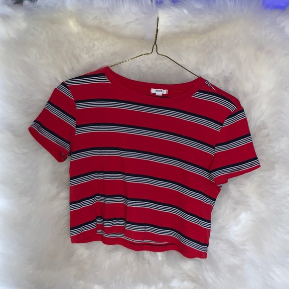 Red,white and navy blue stripe Ardene crop top - Picture 1 of 1